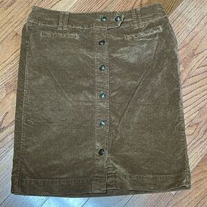 Pappagallo Women’s Brown Corduroy Button Up Knee Length Skirt Size 8